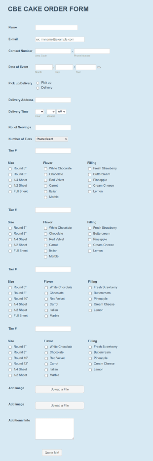 Homemade Cake Order Form Template