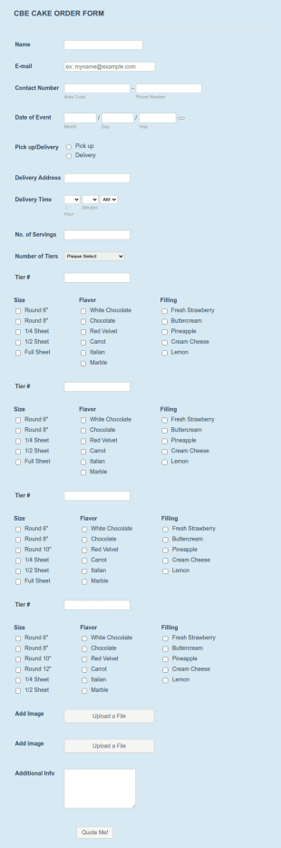Homemade Cake Order Form Template