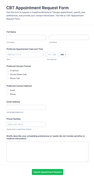CBT Appointment Request Form Template