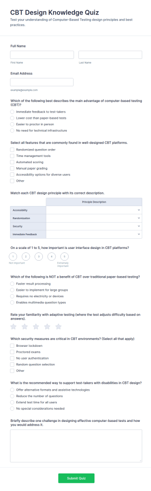 CBT Design Knowledge Quiz Form Template