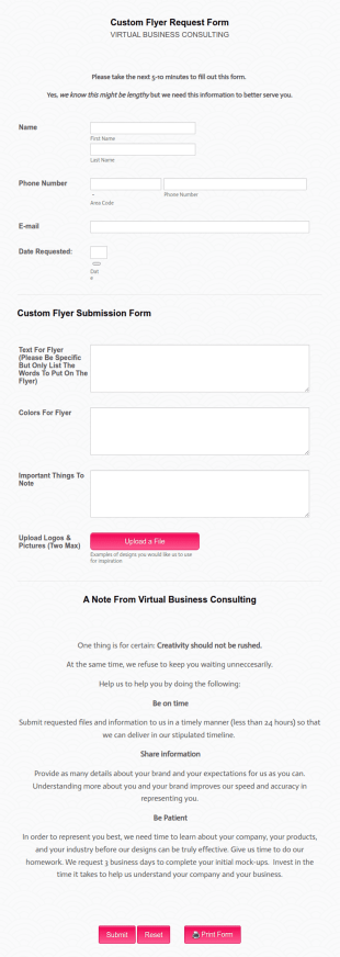 Custom Flyer Request Form Template