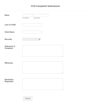 Customer Complaint Submission Form Template