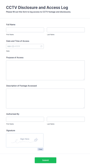CCTV Disclosure And Access Log Form Template