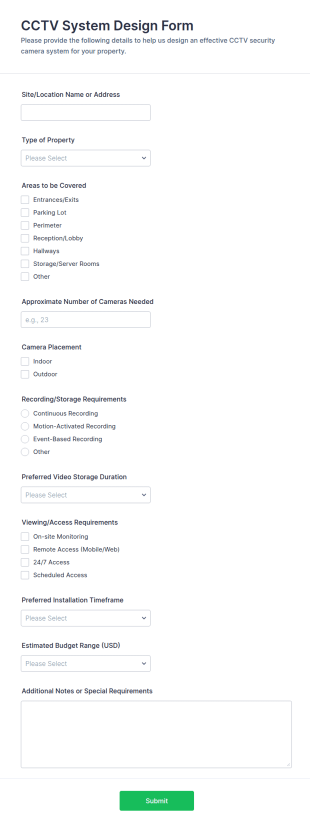 CCTV System Design Form Template