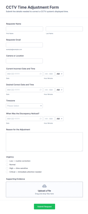 CCTV Time Adjustment Form Template
