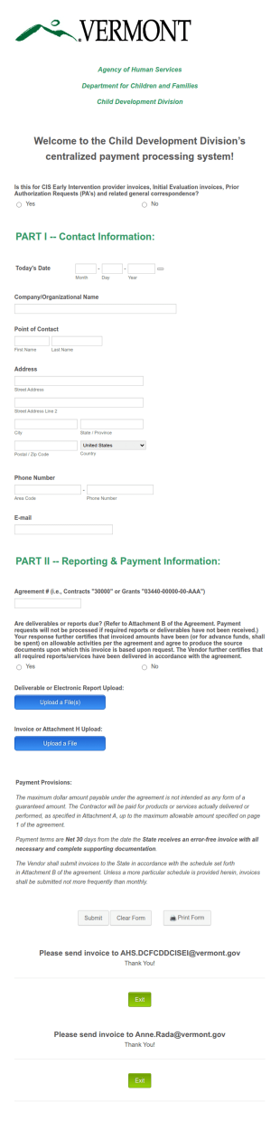 CDD Payment Submissions Form Template