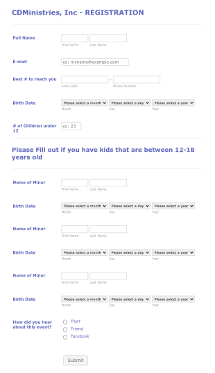 Ministry Registration Form Template