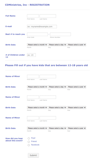 Ministry Registration Form Template