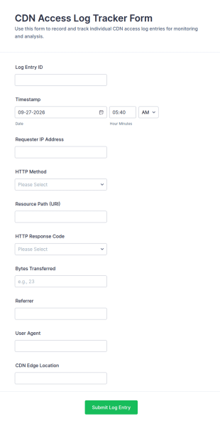 CDN Access Log Tracker Form Template