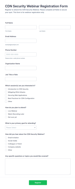 CDN Security Webinar Registration Form Template