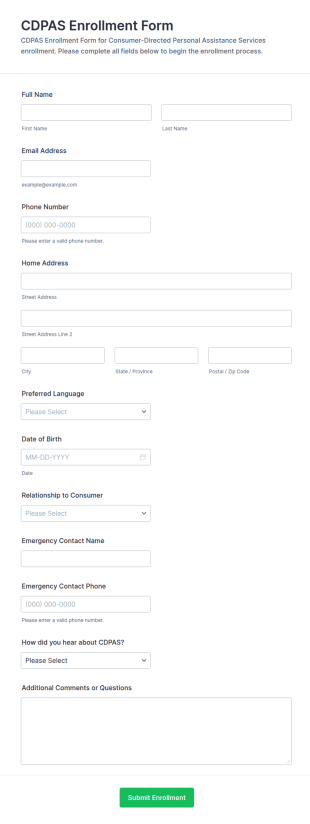 CDPAS Enrollment Form Template