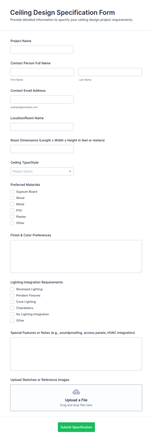 Ceiling Design Specification Form Template