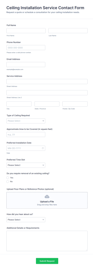 Ceiling Installation Service Contact Form Template
