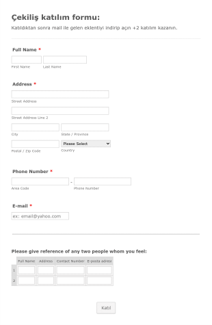 çekiliş Form Template