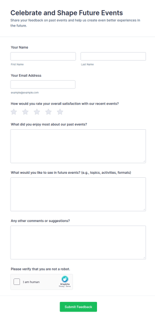 Celebrate And Shape Future Events Form Template