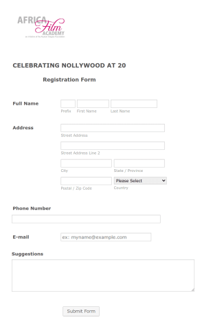 Film Academy Registration Form Template