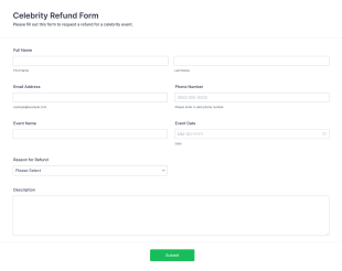 Celebrity Refund Form Template