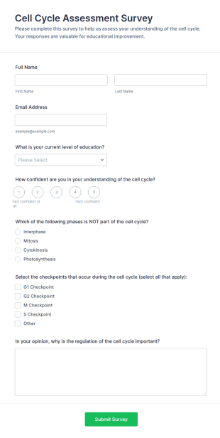 Cell Cycle Assessment Survey Form Template