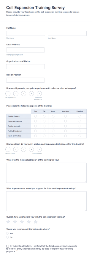 Cell Expansion Training Survey Form Template
