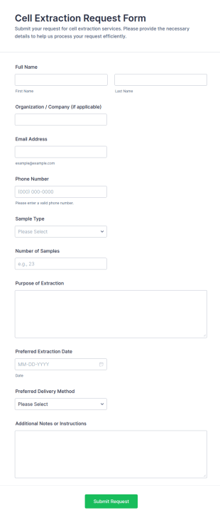 Cell Extraction Request Form Template