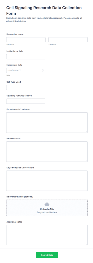 Cell Signaling Research Data Collection Form Template