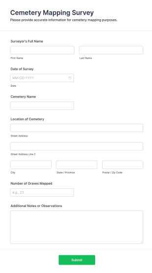 Cemetery Mapping Survey Form Template