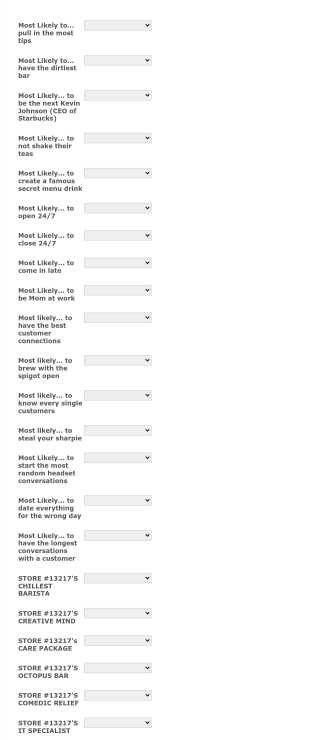 Central & Fairfield's Most Likely Awards Form Template