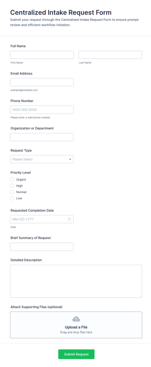 Centralized Intake Request Form Template