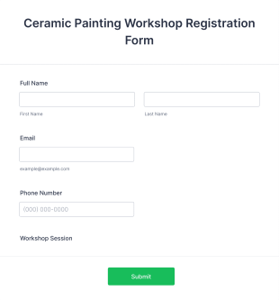 Ceramic Painting Workshop Registration Form Template