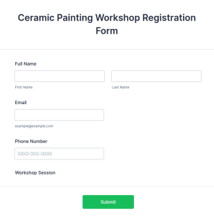 Ceramic Painting Workshop Registration Form Template
