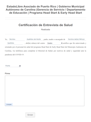 Certificación De Entrevista De Salud