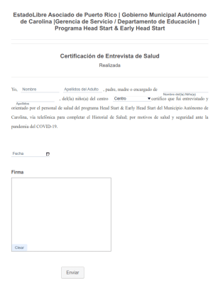 Certificación De Entrevista De Salud