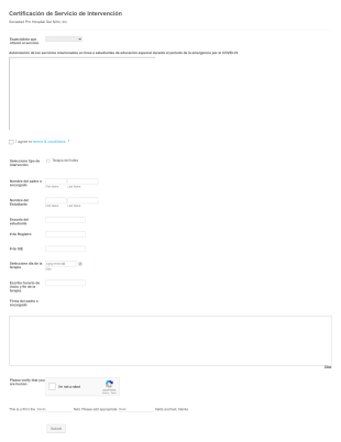 Certificación De Servicio De Intervención 