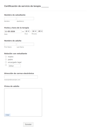 Certificación De Servicio De Terapia ______
