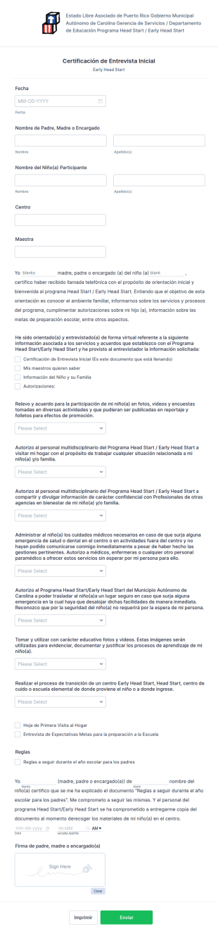Certificación Entrevista Inicial EHS
