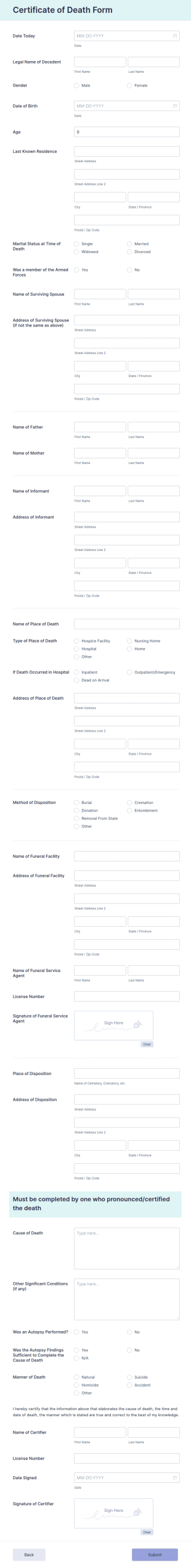 Death Certificate Template