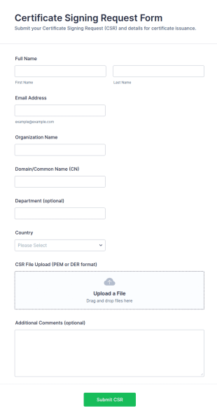 Certificate Signing Request (CSR) Submission Form Template