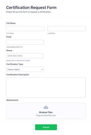 Certification Request Form Template