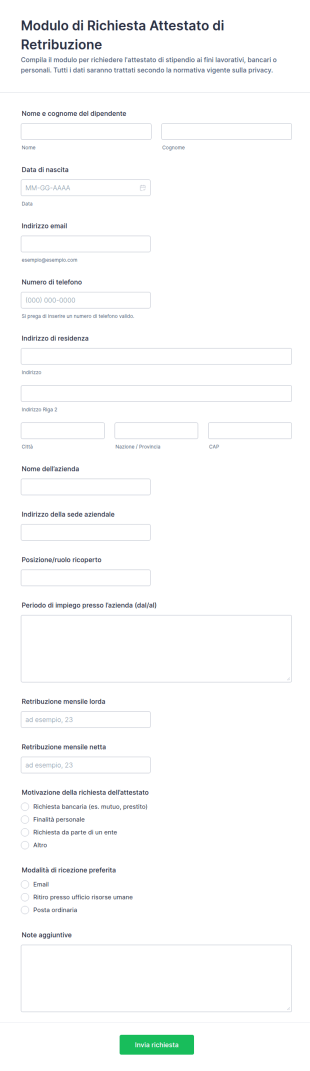 Certificato Di Stipendio Modulo