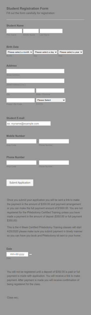 Certified Phlebotomy Training Form Template