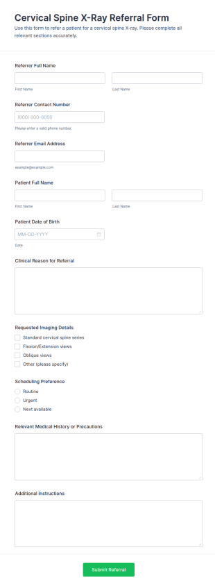 Cervical Spine X Ray Referral Form Template