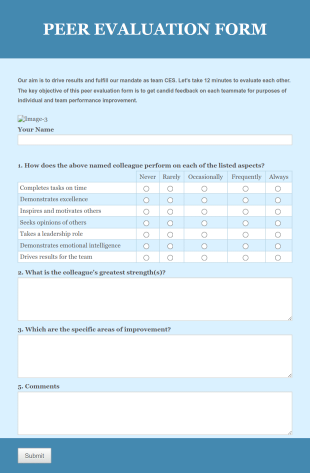 CES Peer Evaluation Form Template