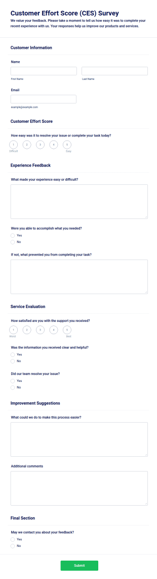 Customer Effort Score Survey (CES) Template