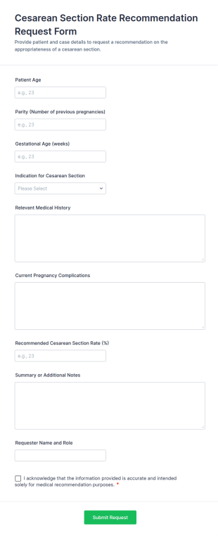 Cesarean Section Rate Recommendation Request Form Template