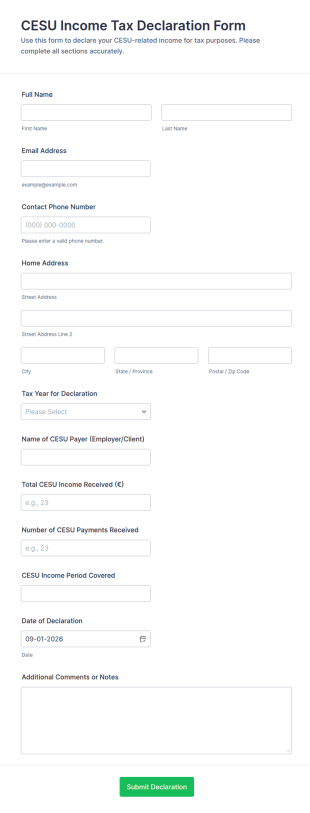 CESU Income Tax Declaration Form Template