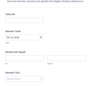 Çevresel Denetim Kontrol Listesi Form Şablonu