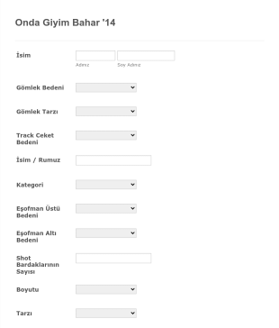 Çevrim Içi Kıyafet Sipariş Form Template
