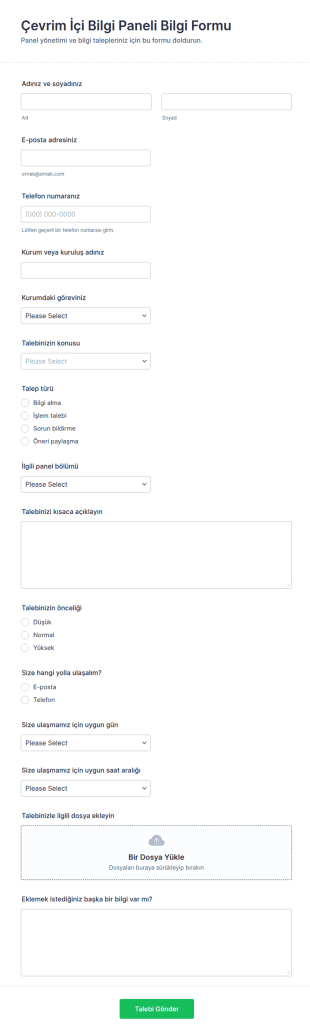 Çevrimiçi Bilgi Paneli Başvuru Form Şablonu