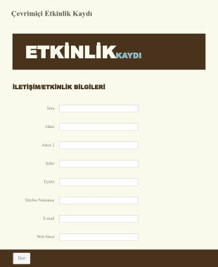 Çevrimiçi Etkinlik Kaydı Form Şablonu