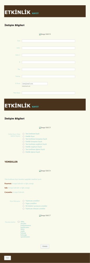 Çevrimiçi Etkinlik Kayıt Form Şablonu